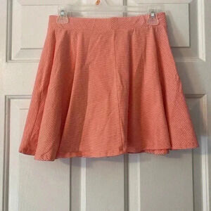 Adorable coral‎ & white striped SO skater skirt. EUC